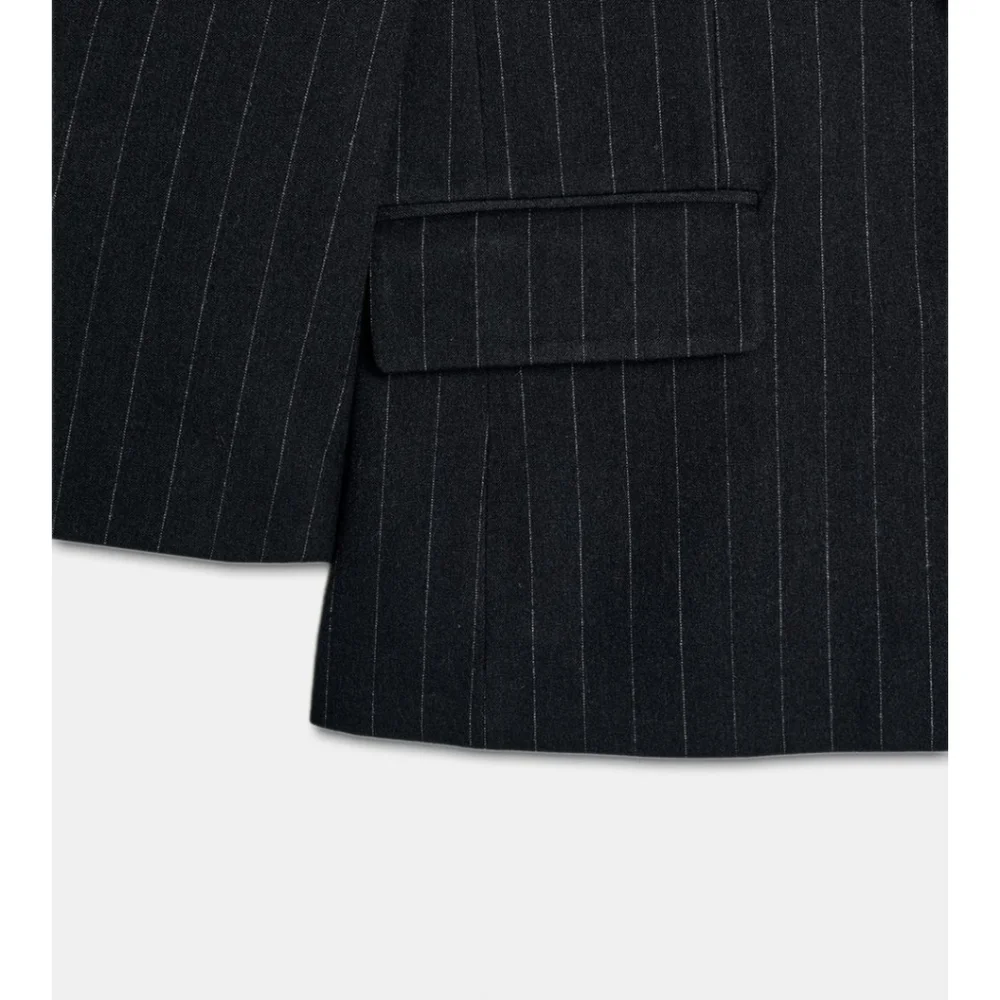 ZARA PINSTRIPE OVERSIZED BLAZER WITH POCKETS SIZE M - Picture 8 of 14